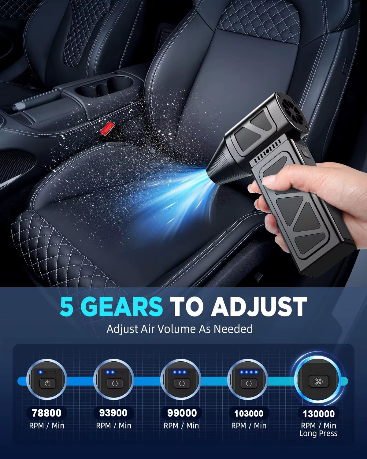 130000Rpm Ultra High Power Car Handheld Electric Air Duster Blower Gun Violent Turbo Fan
